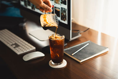 Close-up of coffee on table