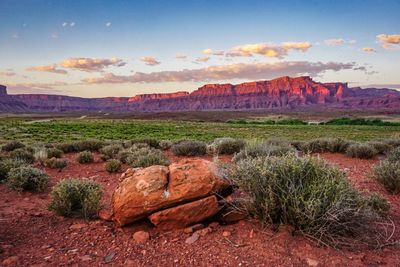 View of landscape against cloudy sky