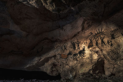 Low angle view of rock formation in cave