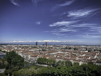 High angle view of townscape against sky