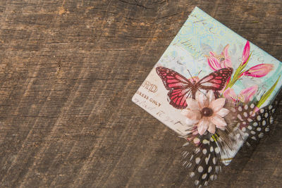 High angle view of paper flower on table