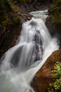 Scenic view of waterfall in forest