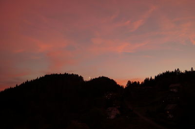 Silhouette trees against sky during sunset