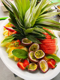 Close-up of fresh colourful fruit salad