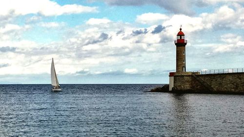 Lighthouse in sea