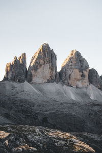 Scenic view of rock formations against clear sky