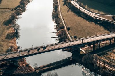 High angle view of bridge over river