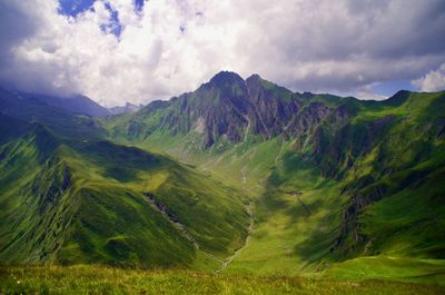 Scenic view of mountains against sky