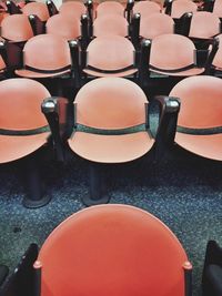 Empty chairs in row