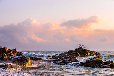 Scenic view of sea against sky during sunset