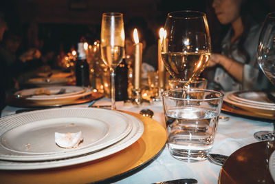 Close-up of wine glass on table in restaurant