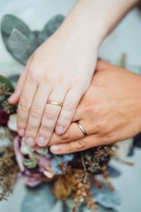 Close-up of woman holding hands