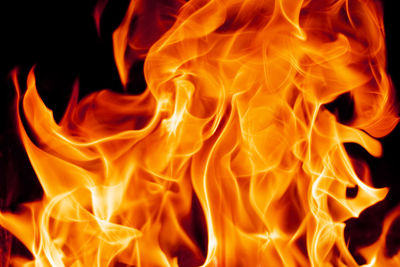 Close-up of fire against black background