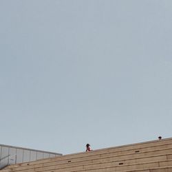 Low angle view of man standing against clear sky