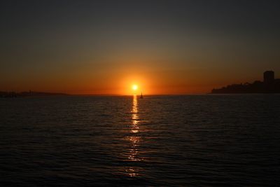 Scenic view of sea against sky during sunset