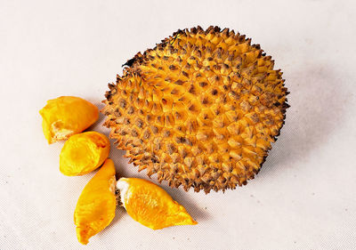 High angle view of orange on table