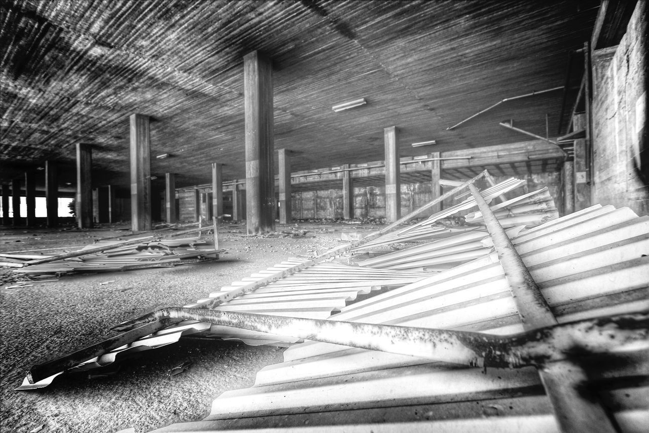 built structure, architecture, the way forward, wood - material, steps, empty, architectural column, indoors, wood, sunlight, railing, abandoned, absence, day, no people, old, wooden, staircase, column, diminishing perspective