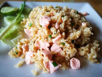 High angle view of meal served in plate