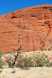 View of rock formations in desert