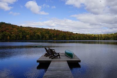 Scenic view of lake against sky