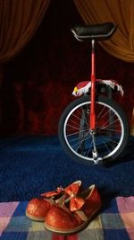 Close-up of bicycle on table