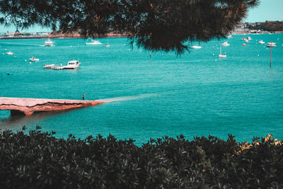 High angle view of people on beach