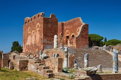 Old ruins against clear blue sky