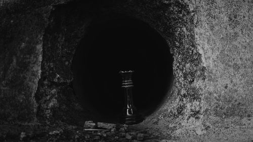 Close-up of old pipe in tunnel