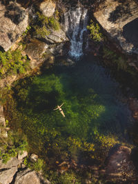 Scenic view of waterfall