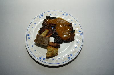 High angle view of meal served in plate