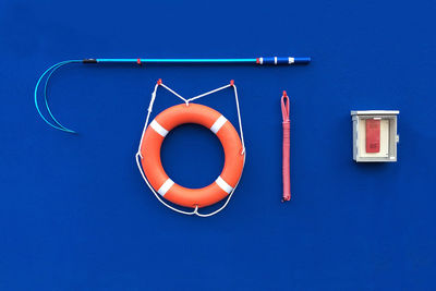 Close-up of equipment on blue background