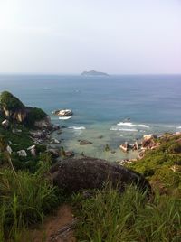 Scenic view of sea against clear sky