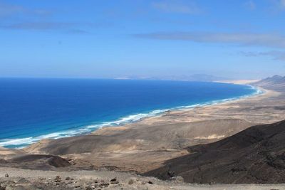 Scenic view of sea against blue sky