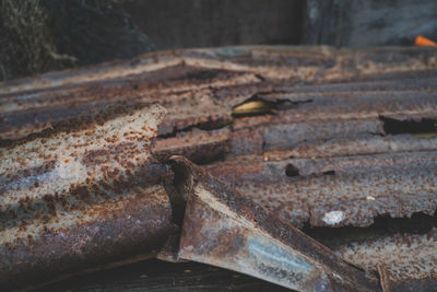 High angle view of rusty metal