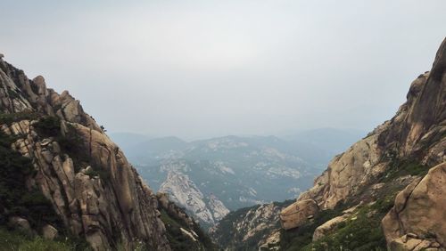 Scenic view of mountains against clear sky