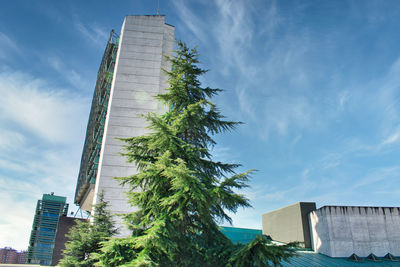 Low angle view of modern building against sky
