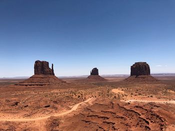 Rock formations in desert against sky