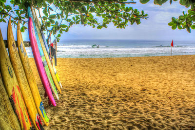 Scenic view of beach against sky