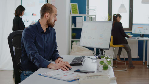 Businessman working at office