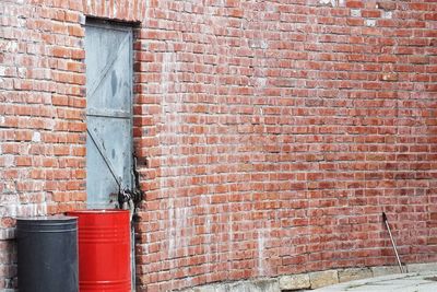 Window on brick wall of building