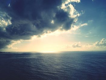 Scenic view of sea against cloudy sky