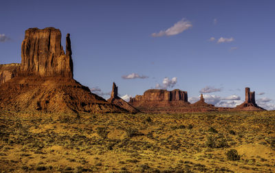 View of rock formations on landscape against sky