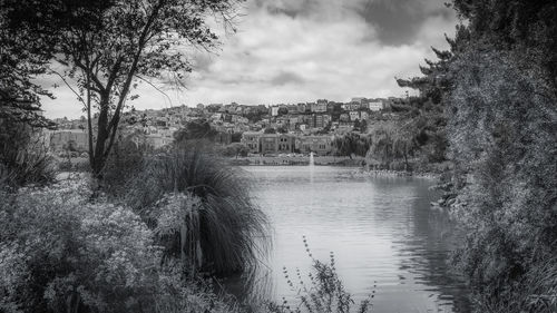 Scenic view of lake against sky