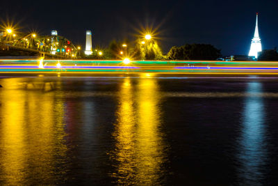 Light trails on street at night