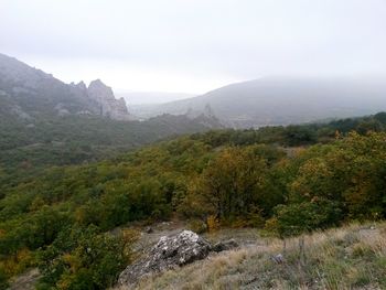 Scenic view of mountains against sky