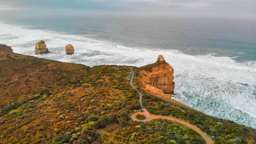 High angle view of sea shore