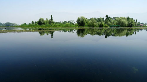 Scenic view of lake against clear sky