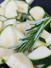 High angle view of vegetables in container