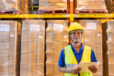 Portrait of man working in building