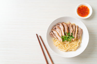 High angle view of food on table